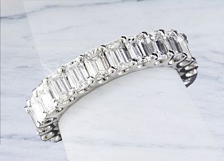 3.98 Carat GEM Quality EMERALD CUT Diamond Eternity Ring - Platinum 