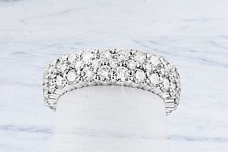 Three Row Diamond Wedding Ring - 3.30 Carats 18K White Gold