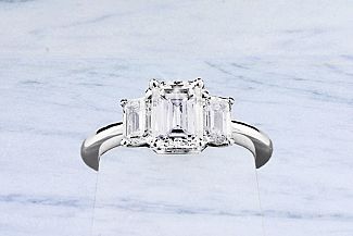 2.00 Carat TW Three-Stone GIA EMERALD Cut Diamond Engagement Ring 