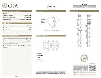 2.20 Carat GIA OVAL Diamond Engagement Ring - PLATINUM/14Y YG
