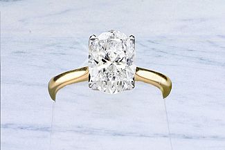 2.20 Carat GIA OVAL Diamond Engagement Ring - PLATINUM/14Y YG