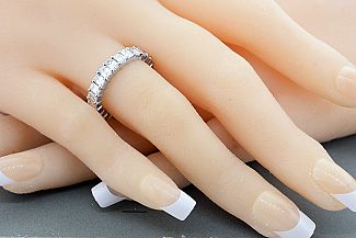 3.00 Carat EMERALD Cut Diamond Eternity Ring - Platinum Setting 