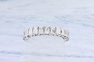 3.00 Carat EMERALD Cut Diamond Eternity Ring - Platinum Setting 