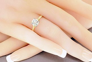 1.75 Carat TW IDEAL Cut Round Brilliant Diamond Engagement Ring - 14K YG and Platinum