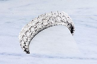 Three Row Diamond Wedding Ring - 3.30 Carats 18K White Gold