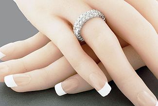 Three Row Diamond Wedding Ring - 3.30 Carats 18K White Gold