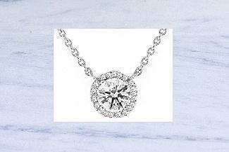1.01 CT ROUND BRILLIANT DIAMOND HALO NECKLACE