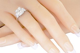 3.82 Carat GIA RADIANT Cut Diamond - PLATINUM Three-Stone Engagement Ring