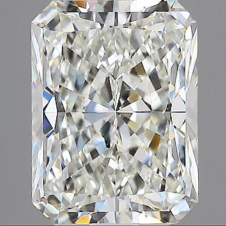 3.30 Carat GIA Elongated RADIANT Cut Diamond - PLATINUM/14K YG Three-Stone Engagement Ring 