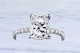 2.00 Carat GIA Elongated CUSHION Cut Diamond Engagement Ring - PLATINUM Hidden Halo Setting 