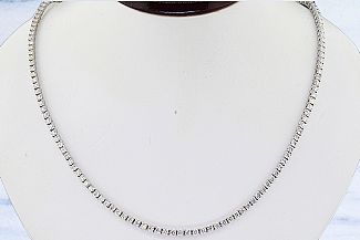 4.80 Carat TW Diamond Tennis Necklace - 14K WG - Adjustable Length 