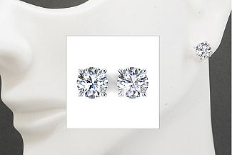 3.01 Carat GIA IDEAL Cut Diamond Studs - GIA I/SI2++ -14K WG 4 PRG Setting  