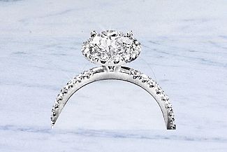 1.29 Carat GIA IDEAL Cut ROUND Diamond Engagement Ring - PLATINUM HALO Mounting