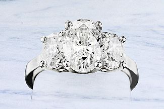 2.70 Carat GIA Three-Stone OVAL Diamond Engagement Ring