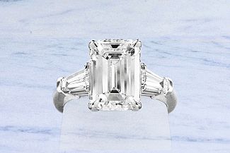 4.79 Carat TW GIA EMERALD Cut - Platinum Tapered Baguette Engagement Ring 