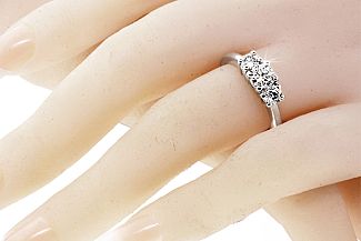 1.00 Carat TW GIA ROUND Diamond Three-stone Ring - Platinum 