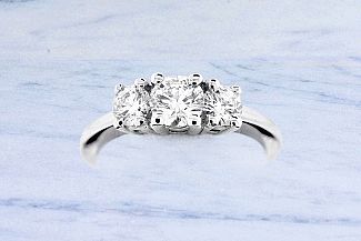 1.00 Carat TW GIA ROUND Diamond Three-stone Ring - Platinum 