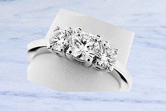 1.00 Carat TW GIA ROUND Diamond Three-stone Ring - Platinum 