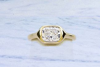 1.20 Carat Elongated CUSHION Cut - 14K Yellow Gold Engagement Ring  