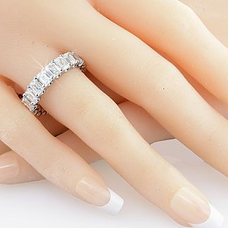 5.80 Carat GIA Certified EMERALD Cut Diamond Eternity Ring - Platinum 