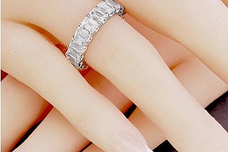 5.80 Carat GIA Certified EMERALD Cut Diamond Eternity Ring - Platinum 