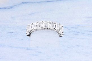 5.80 Carat GIA Certified EMERALD Cut Diamond Eternity Ring - Platinum 