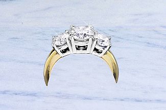 2.00 CaratTW Three-Stone GIA Round Brilliant Diamond Engagement Ring - Platinum and 14K YG