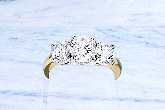 2.00 CaratTW Three-Stone GIA Round Brilliant Diamond Engagement Ring - Platinum and 14K YG