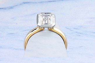 2.51 Carat GIA EMERALD CUT Diamond Engagement Ring - 14K Yellow Gold & Platinum BEZEL Setting
