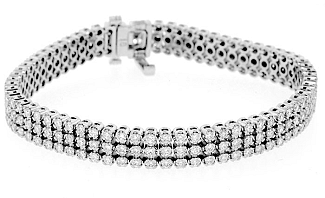5.01 CT TW ROUND BRILLIANT THREE ROW BRACELET