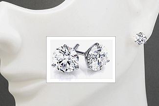 1.80 Carat TW GIA  Diamond Stud Earrings - 14K WG MARTINI Setting 